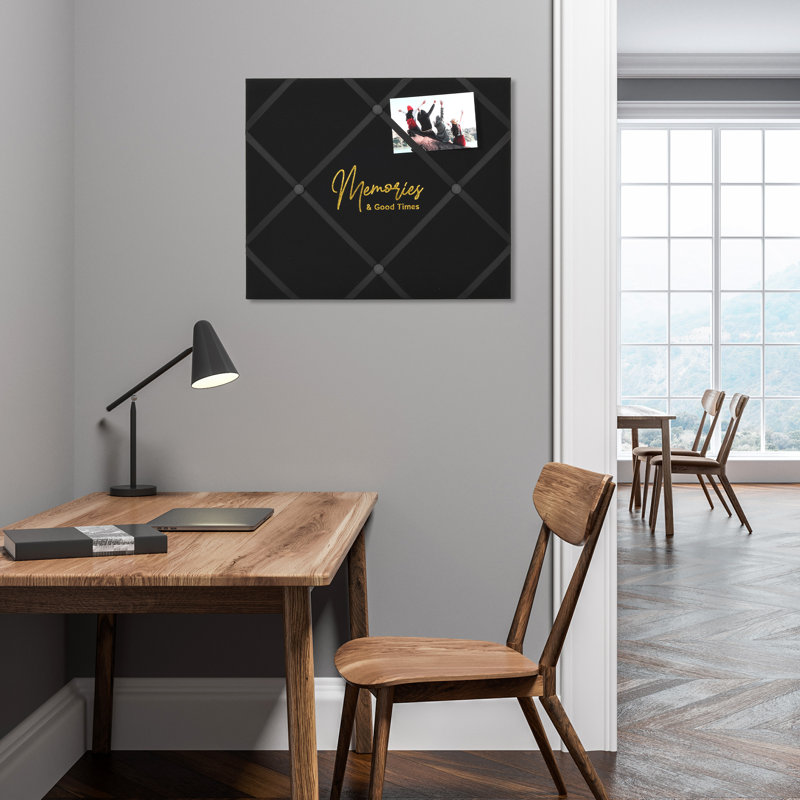New View Gifts Wall Hanging 19' X 16' French Memo & Photo Board, "Memories" Black Linen Fabric