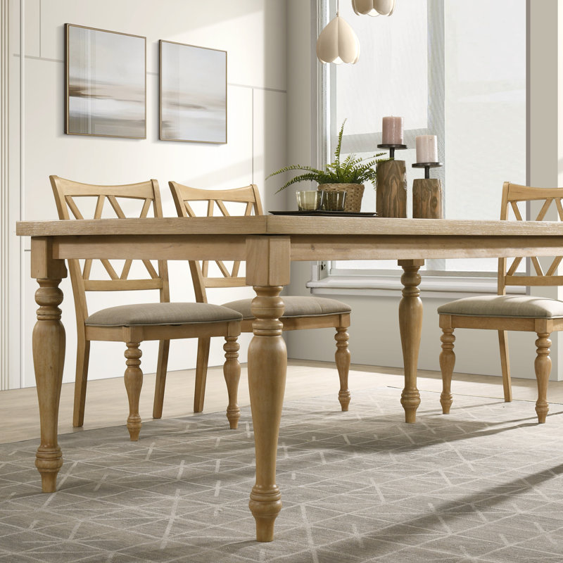 Jahnya 6-Piece Dining Table With 4 Cross Back Dining Chairs And Bench, Light Oak Finish