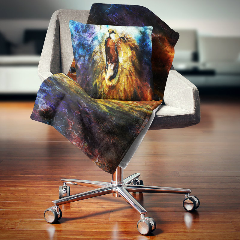 Mighty Lion Émergent - Coussin imprimé animal, 16 po x 1 po, Coussin décoratif