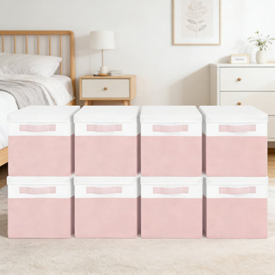 Stackable Closet Organizer Bins With Lids - 8 Pack Fabric Storage Baskets For Shelves, Dustproof Home Organization For Clothes, Toys, Blankets, And Bedding
