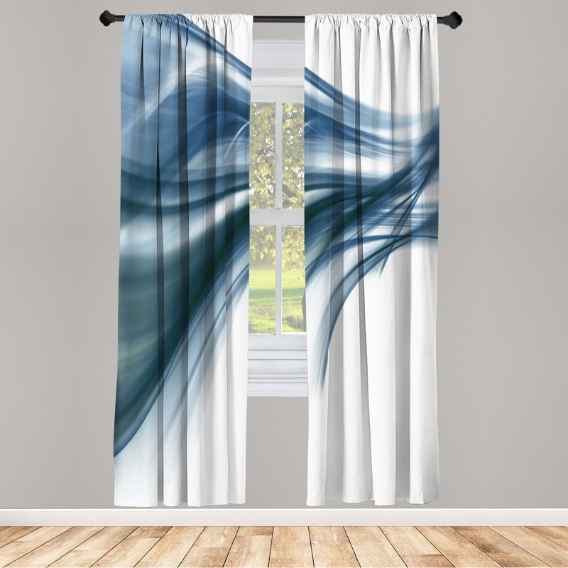 Microfiber Floral Semi-Sheer Rod Pocket Curtain Panels, 28" W x 84" L, Teal