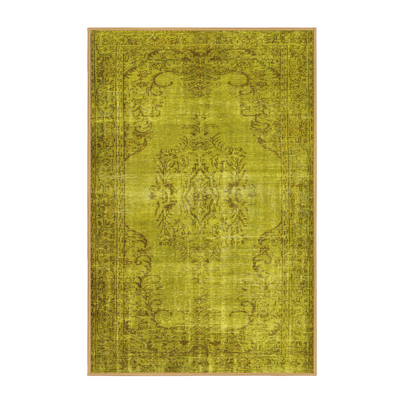 Tapis contemporain 448 jaune lavable à la machine, Rectangle 8 pi x 12 pi