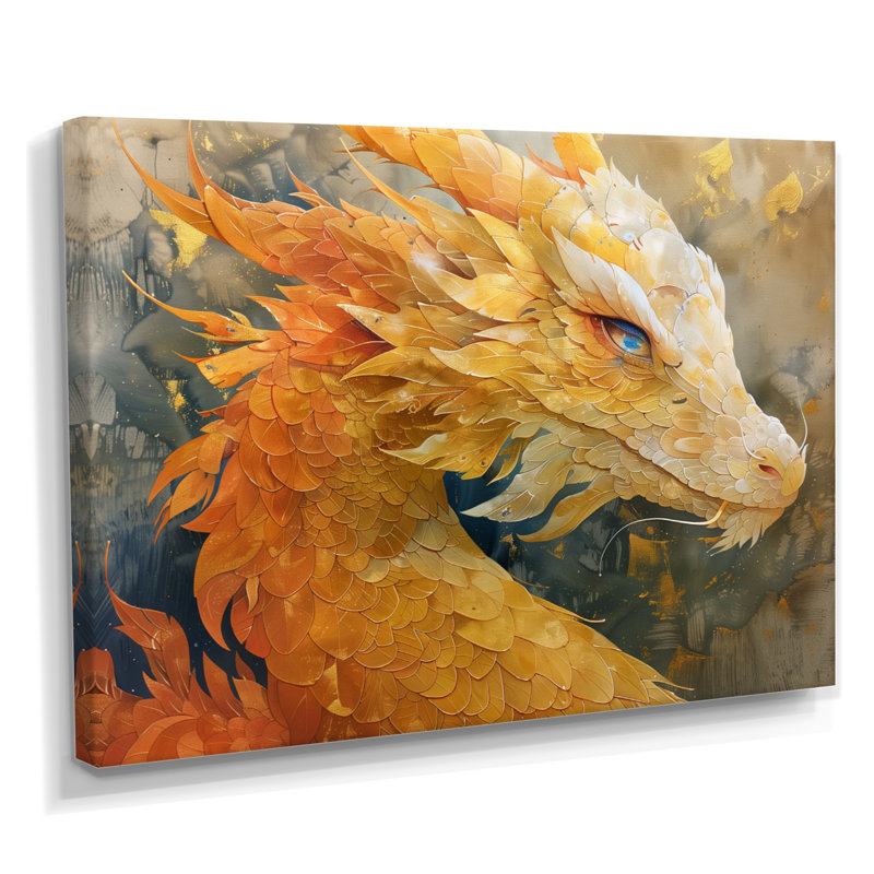 Wattson - Dragons Wall Art Living Room, H 30 po x l 40 po x P 1,5 po, Toile tendue