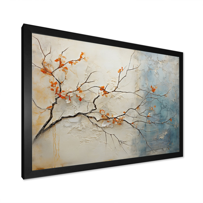 «Coral Teal Maple Tree Glowing Agate», impression sur toile érable, Cadre simple noir, H 16 po x l 32 po x P 1 po