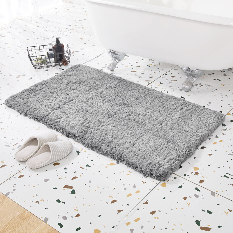 Mirrabooka Non-Slip Bath Rug, 17" W x 24" L, Light Gray