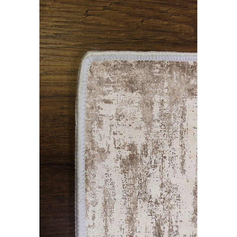 Tapis luxueux (5,9 x 9,2 pi), 100% polyester, 650 g / m² | Antibactérien et écologique, envers en PVC antidérapant | Lavable à la machine, beige, bronze et vison | Parfait pour le salon et la chambre à coucher