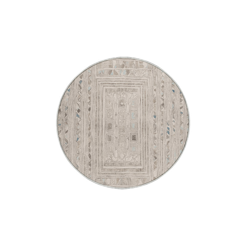 Machine Washable Beige Area Rug, Round 8'