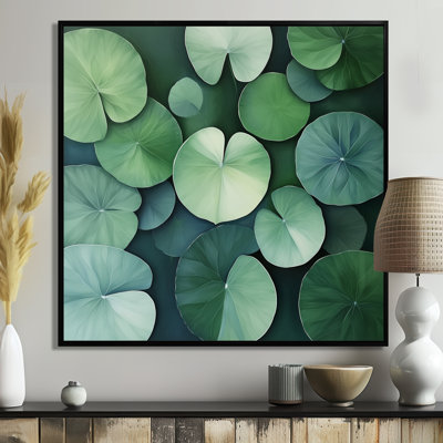 Feuilles de nénuphar douces - Tableau botanique encadré sur toile