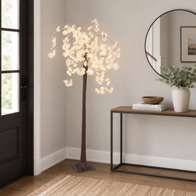 Lampe sur pied à DEL avec cerisier en fleurs, 400 lumières, télécommande, alimenté par USB