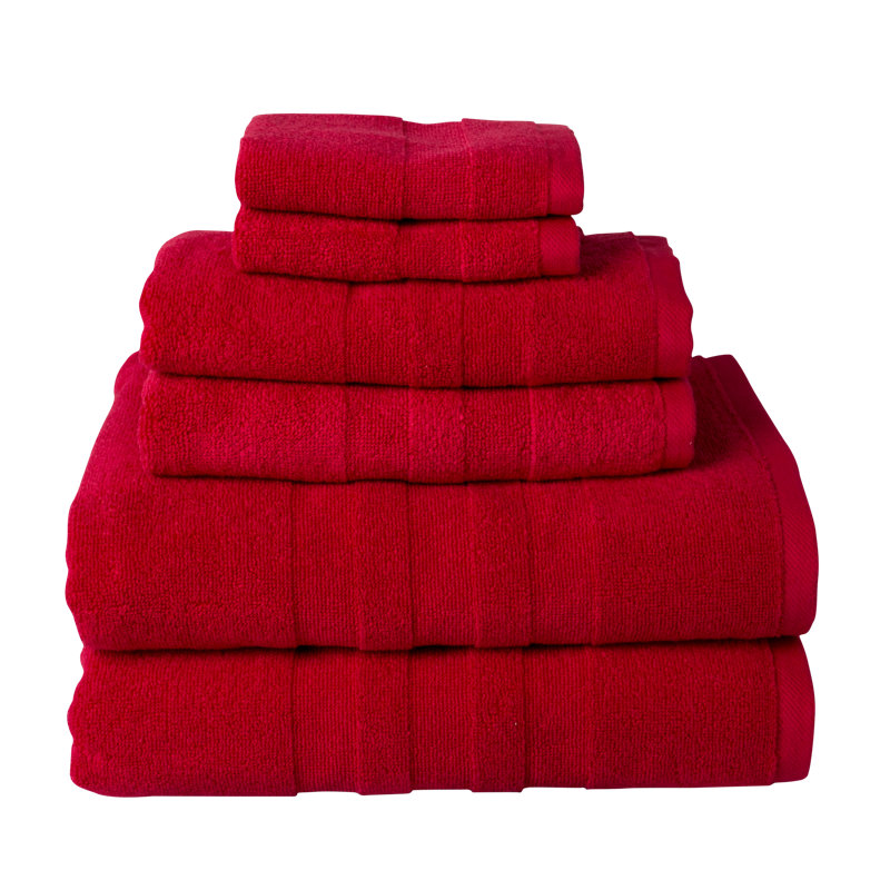 Glasco 6 Piece Set Turkish Cotton Bath Towel, Red