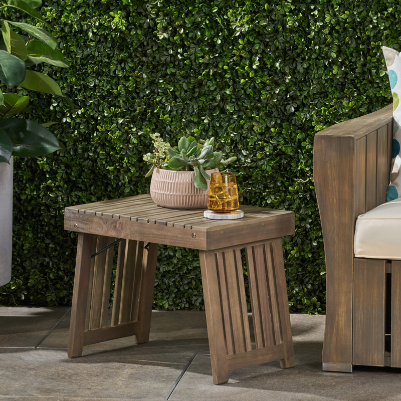 Table d'appoint d'extérieur en bois massif résistant aux intempéries, Gris