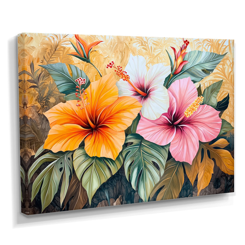 Hibiscus et Heliconia à Hawaï I - Hibiscus, art mural, H 12 po x l 20 po, Toile tendue, Ne s’applique pas
