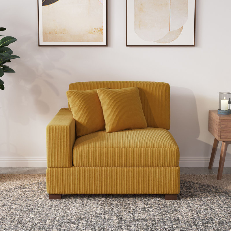 Milbrey Armchair with Cushioned Back, Orange, Corduroy