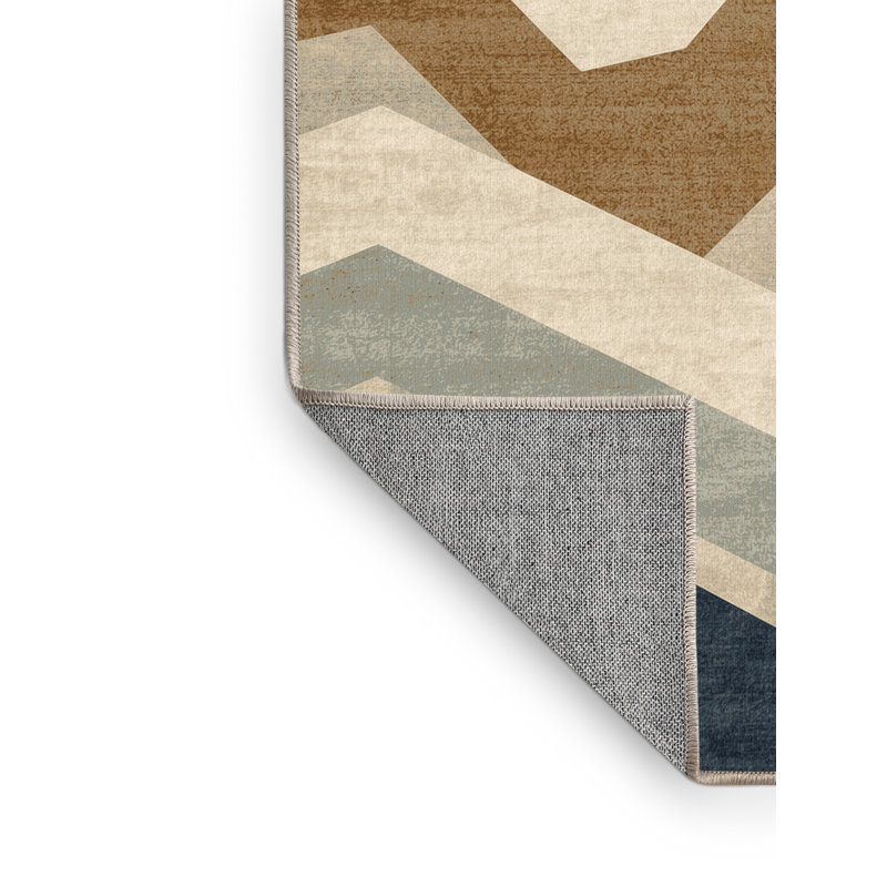 Tapis beige côtière lavable à la machine Hamilton Poseidon, 4 x 6