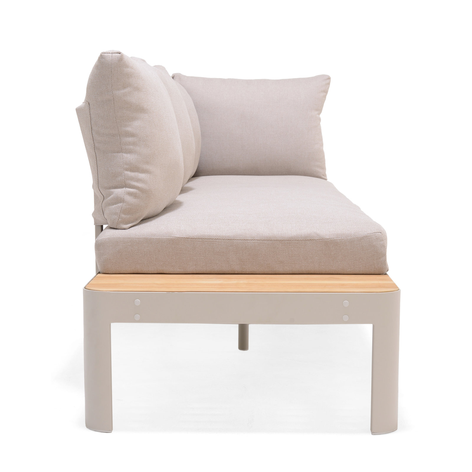 Brix 68" Teak Patio Sectional, Beige