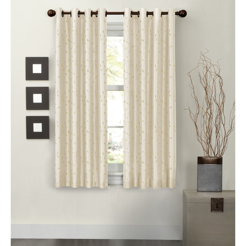 Besteiro Faux Silk Blackout Curtain Single Panel, 54" W x 63" L, Natural