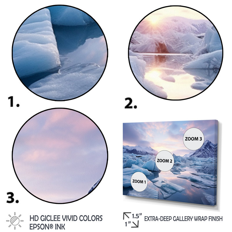 Blaiklee - Glacier Frozen Bliss - impression, H 12 po x l 20 po x P 1 po, Cadre simple noir