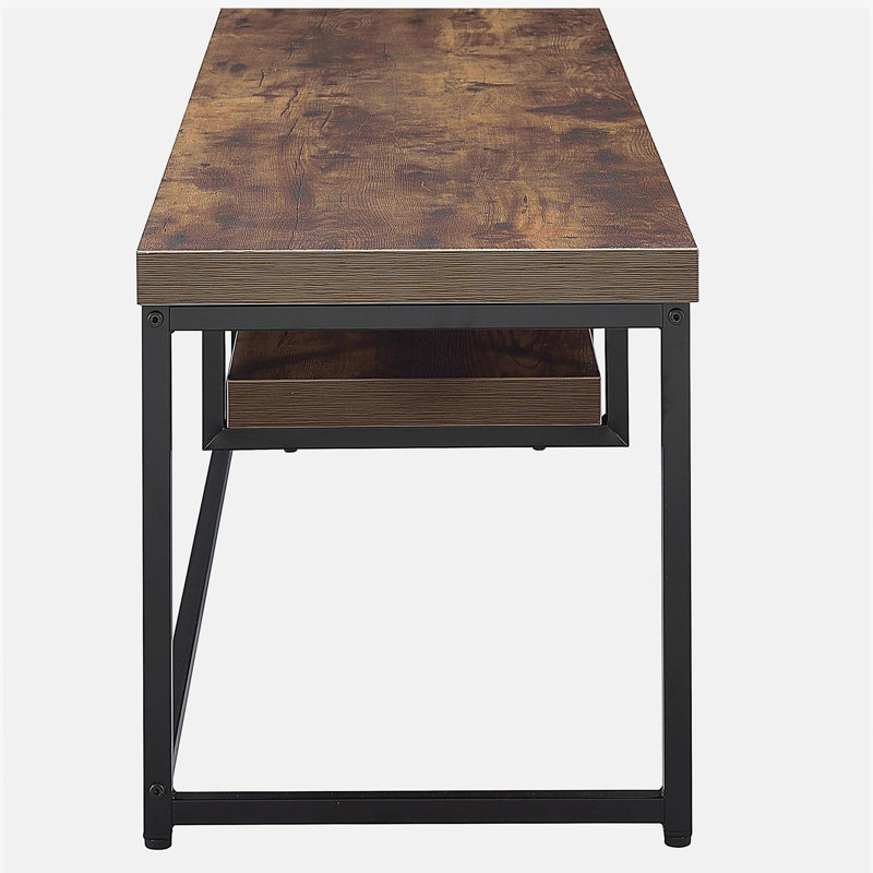 Weathered Oak and Black 1-Layer TV Cabinet