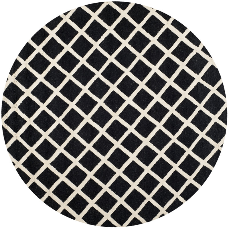 Sanyla Hand Tufted Wool Geometric Rug, Round 6'
