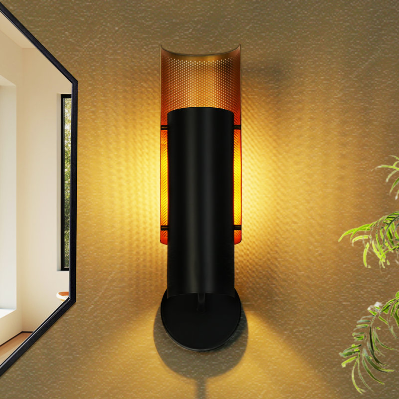 1-Light Contemporary Black Armed Wall Sconce