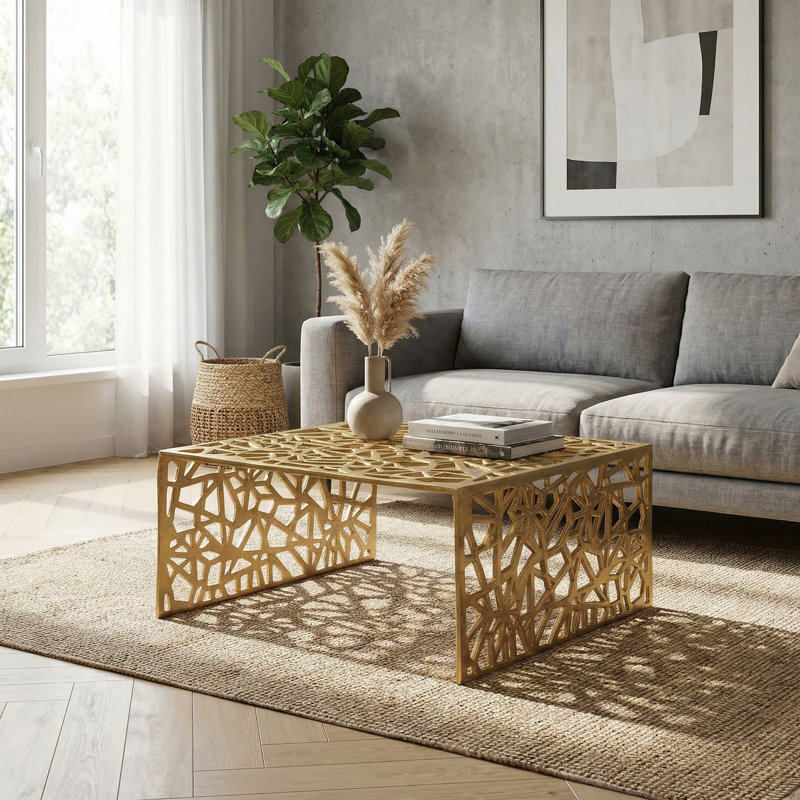 Square Gold Aluminium Coffee Table