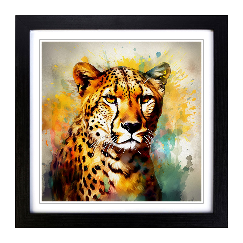 Cheetah Abstract Art - Framed Print, Black