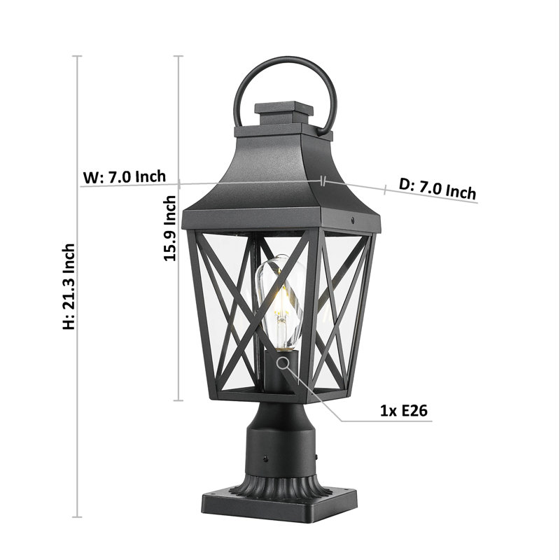 Lampadaire extérieur imperméable avec verre transparent