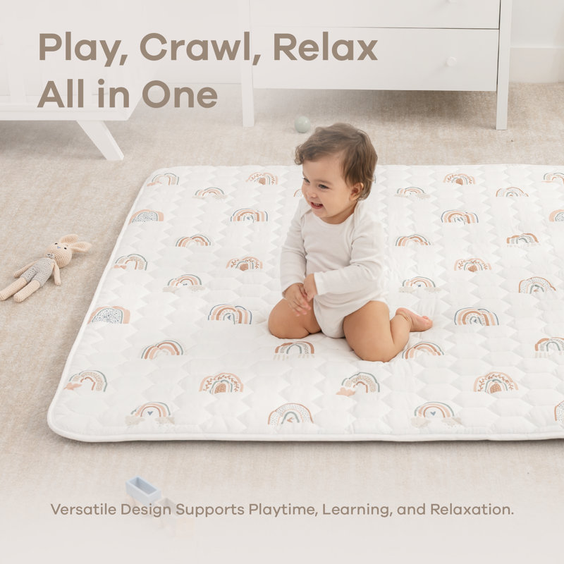 Rainbow Patterned Soft Quilted Baby Play Mat - 48" x 72"