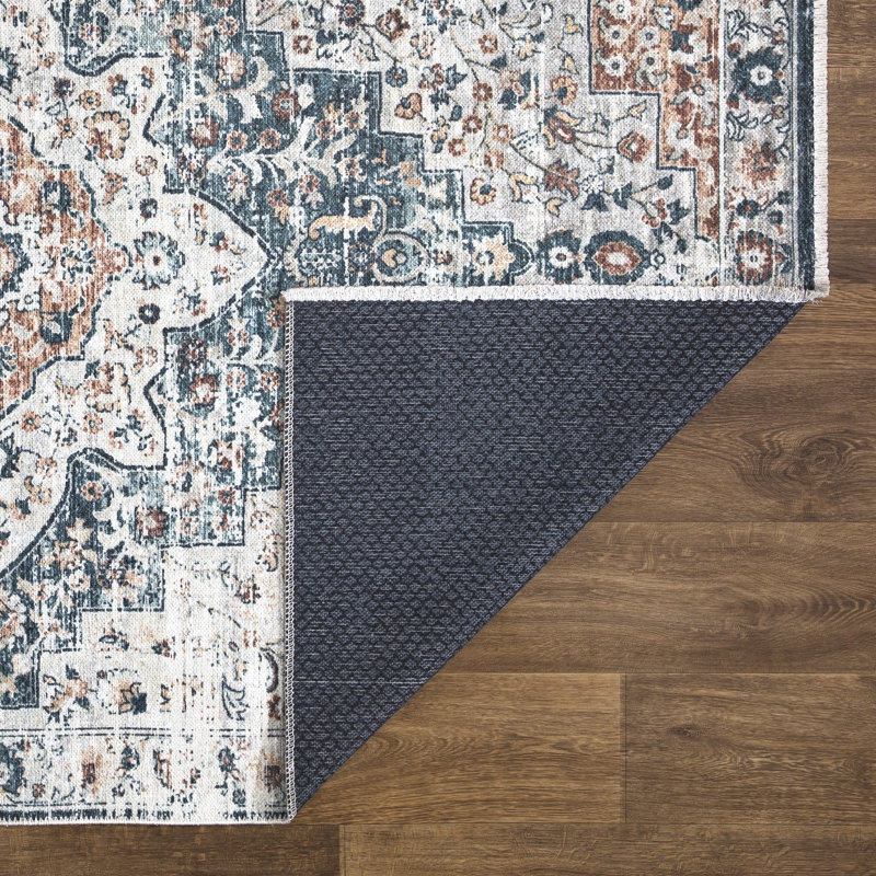 Washable Non-Slip Traditional Oriental Rug for Entryway, Hallway, Bathroom, and Kitchen - Dunlow, Rectangle 10' x 14'
