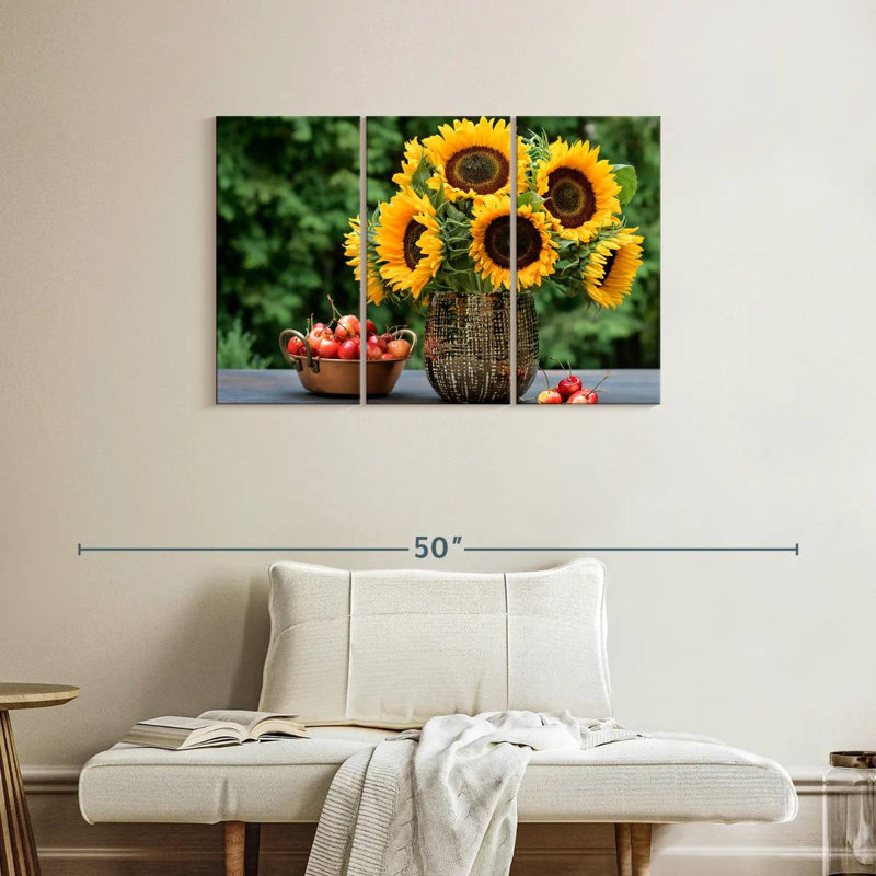 Harnek tournesols et cerises, H 24 po x l 38 po