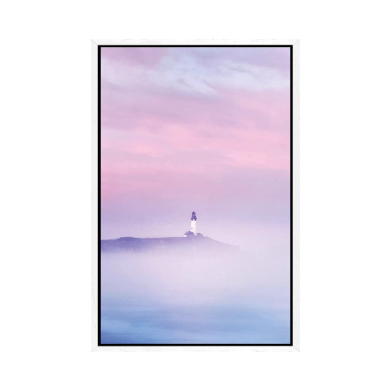 Lighthouse Sunrise by Dennis Frates - Print on Canvas, 66.04cm H x 45.72cm W x 3.81cm D, White Framed