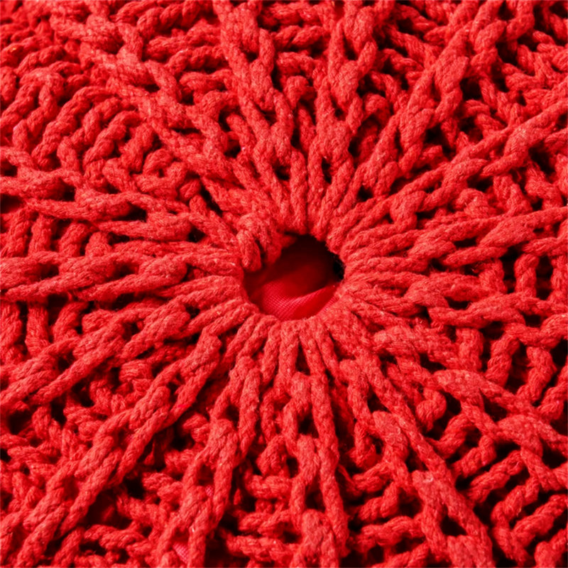 POUF TRICOTÉ, Coton rouge