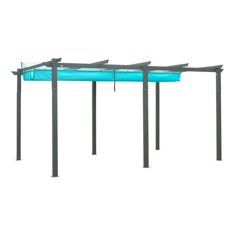 Pergola d'extérieur en aluminium rétractable avec auvent, 11 pi x 16 pi, Bleu lac