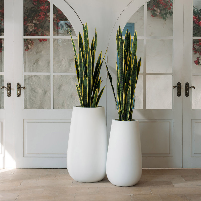 Jardinière Gomez de 36 po de hauteur mate, Blanc