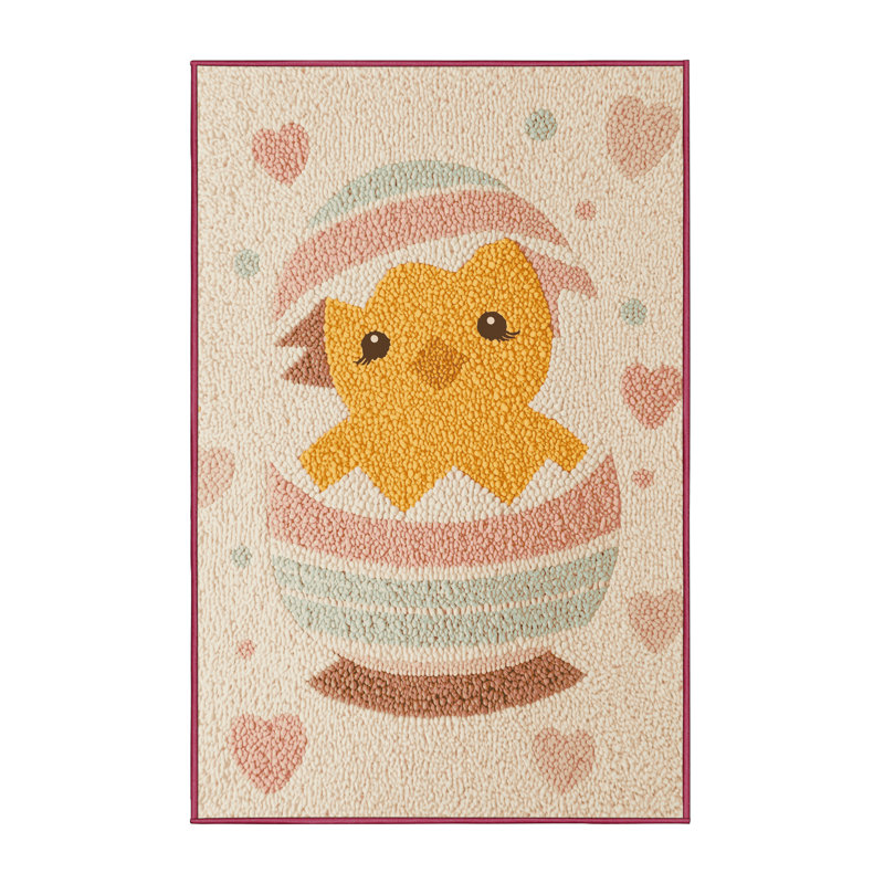 Soft Plush Fannin Easter Modern & Contemporary Abstract Area Rug in Beige – Rose Binding, 2x5