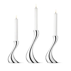 Georg Jensen Cobra 3 Piece Stainless Steel Table Top Candlestick Set