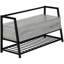 Banc de vestibule rectangulaire moderne 42 po avec stratifié gris et métal noir pour poignées de rangement