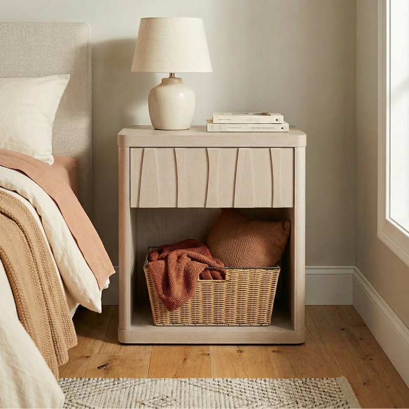 Mahlea 58cm W 1 Drawer Nightstand, Birch