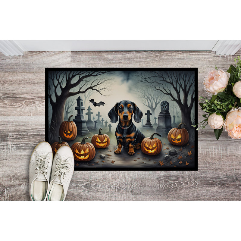 Paillasson Dachshund Spooky Halloween 18 x 27, L 24 po x L 36 po