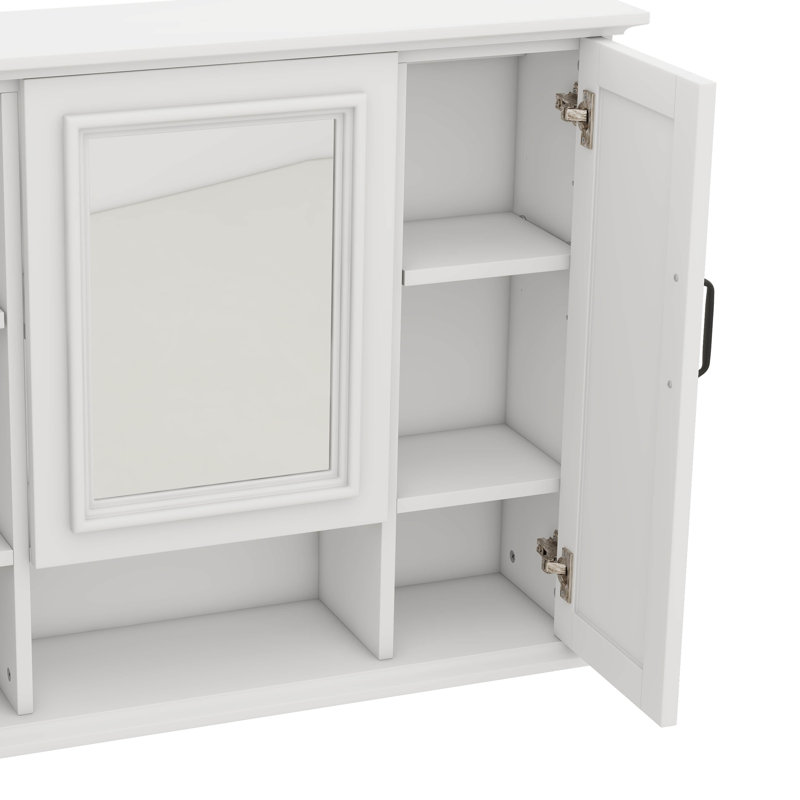 Armoire de rangement murale 36 po, armoire murale avec miroir, armoire à pharmacie avec porte triple, Blanc