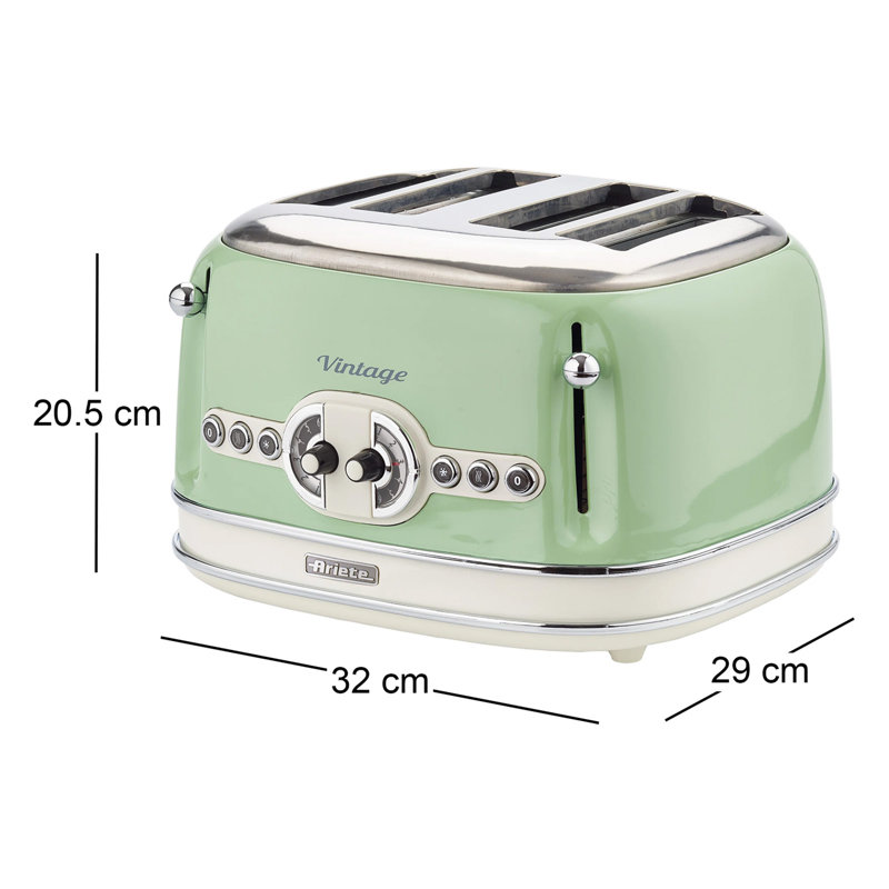 Ariete Vintage 4 Slice Toaster Cream, Green