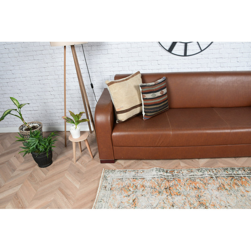 Tapis turc vintage fabriqué à la main en orange et crème pour un décor intérieur de style bohémien
