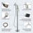 Double Handle Floor Mount Freestanding Tub Filler Bathroom Bathtub Faucet with Hand Shower-104275806