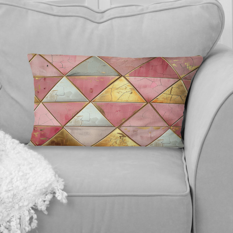 Coussin lombaire rose Midcentury Triangle I - Mid-Century