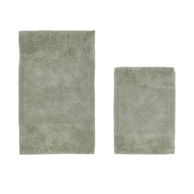 Makaylynn Premium 100% Cotton 2 Piece Bath Rug Sets with Non-Slip Backing, Machine Washable, Luxurious Solid Pattern Super Absorbent & Tufted Weave Bath Mat for Bathroom, Shower, and Tub