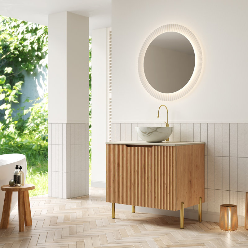 Meuble-lavabo simple avec plateau en pierre frittée
