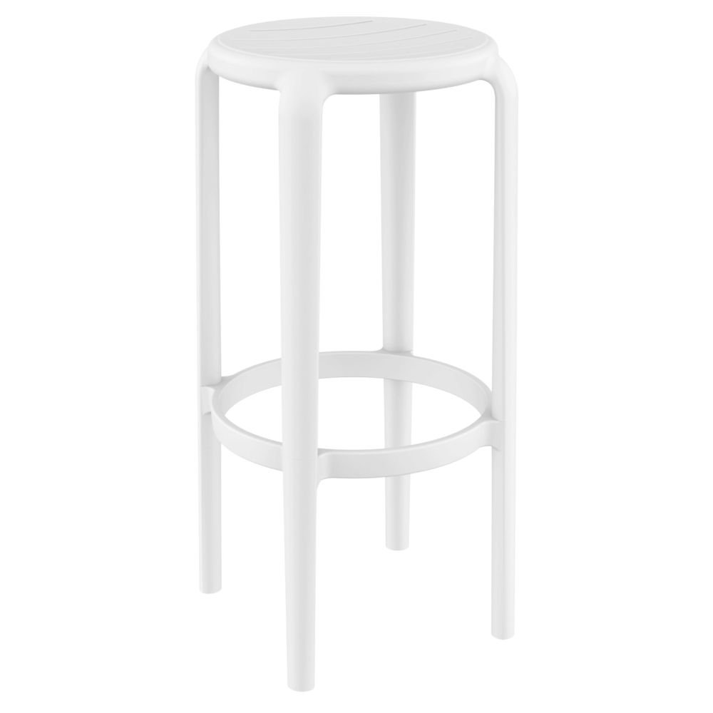 Awan Backless Outdoor Bar Stool, White, 29.75"