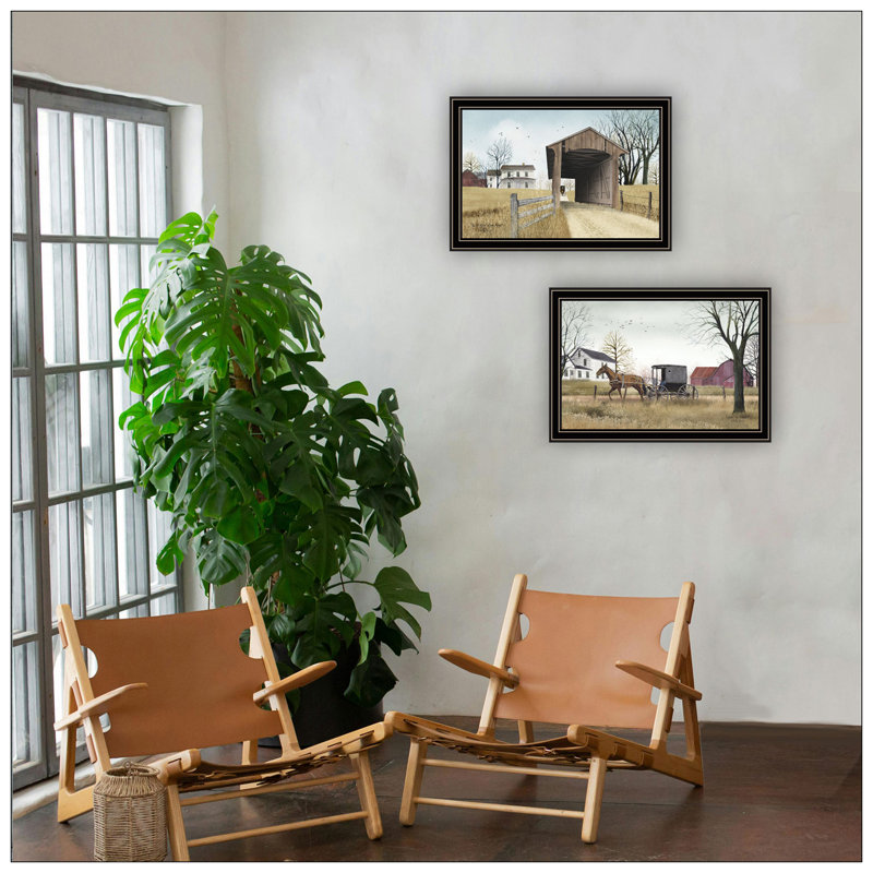 «Trendy Decor 4U», pièce 2 pièces vignette Miller's Creek Bridge, Going To Market, impression murale pour salon, Noir