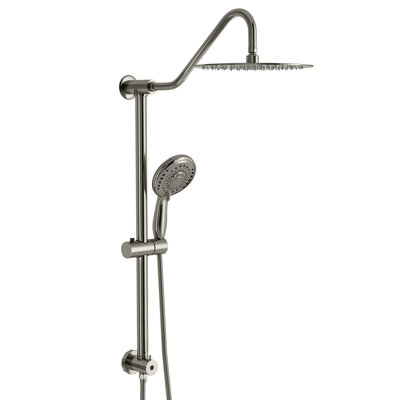 Ensemble de douche - Douche à jet arrondi brossé 10 po et douche à main, ensemble de douche rond avec deux pommes de douche