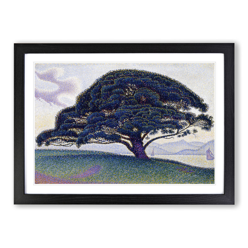 The Bonaventure Pine by Paul Signac - Picture Frame Painting, 27cm H x 36cm W x 2cm D, Black Framed